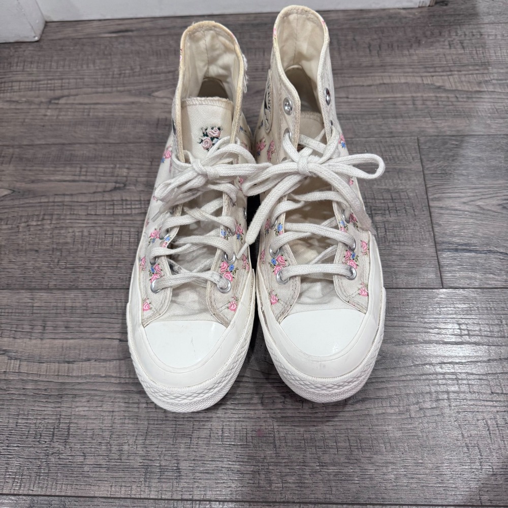 Converse Chuck 70 Hi Floral Rose Print Sneakers Cream Pink A05193C Womens 7.5